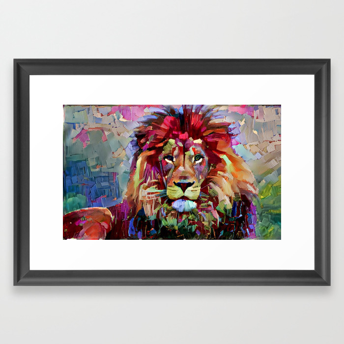 Colorful Lion Painting Framed Art Print By Erisian Society6