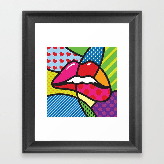 Sensual Lips: Modern Pop Art Fusion of Sexy, Kiss, and Love Framed Art Print