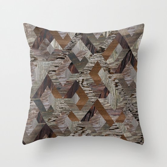 Wood Quilt Throw Pillow
