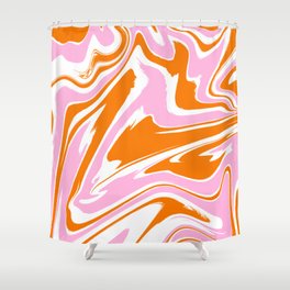 Marble, Orange and Pink, Wavy, Retro  Shower Curtain