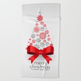Christmas tree with snowflakes Beach Towel
