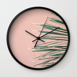 Green on Coral | Botanical modern photography print | Tropical vibe art Wall Clock