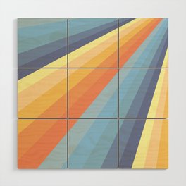 Classic Colorful Abstract Minimal Retro Style Stripe Rays Wood Wall Art