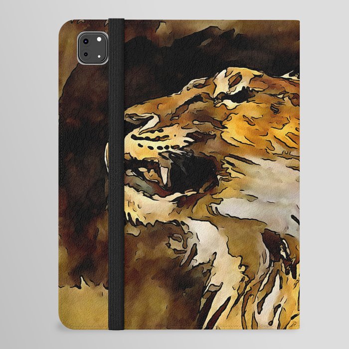 Portrait Of A Lion Acrylic Painting iPad Folio Case