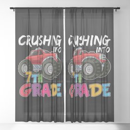 Crushing Into 7th Grade Monster Truck Sheer Curtain