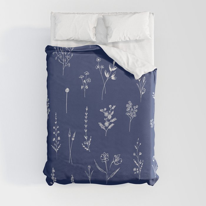 Classic Blue Wildflowers Duvet Cover
