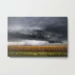 Corn Field - Storm Over Withered Crop in Southern Kansas Metal Print | Farmprint, Photo, Naturephoto, Stormcloud, Cornfield, Stormy, Stormphotography, Crop, Landscape, Color 