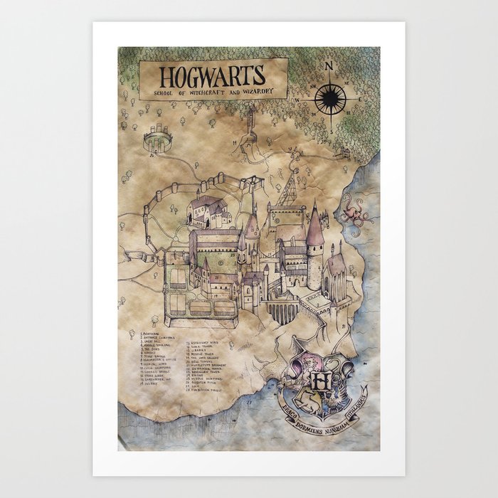 Hogwarts Map Art Print