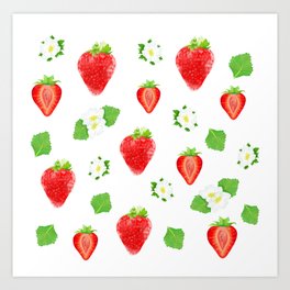 strawberry pattern Art Print