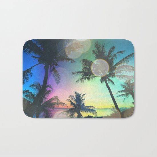 Summer Dreams : Pastel Palm Trees Bath Mat