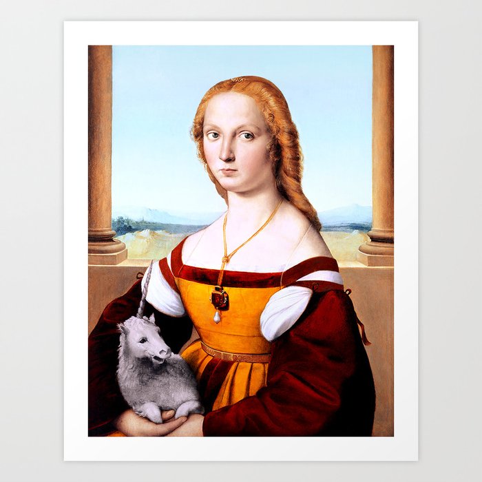 Raphael Raffaello Sanzio Italian 1483 1520 Portrait of a Lady with a Unicorn Young woman with Unicorn c.1505 1506 High Renaissance Oil on