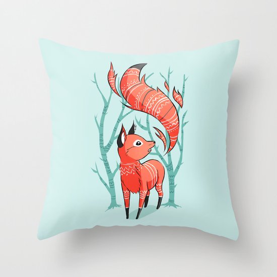 Winter Fox Throw Pillow