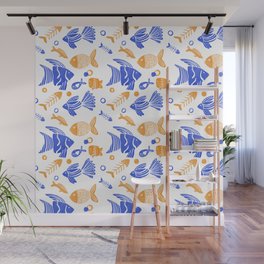 Blue and yellow tropical fishes Wall Mural