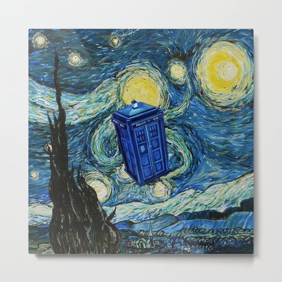 Tardis Dr. Who Starry Night Metal Print