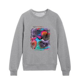 Smoked Neon Graphic Colors Valentine's Hearts & Flowers Collage Kids Crewneck