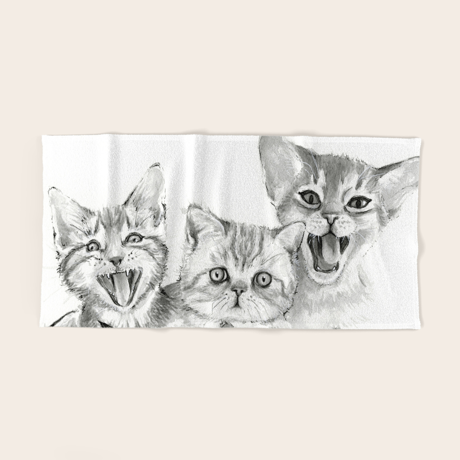 Kittens Pattern Cute Meowing Cats Hand Bath Towel By Olechka Society6