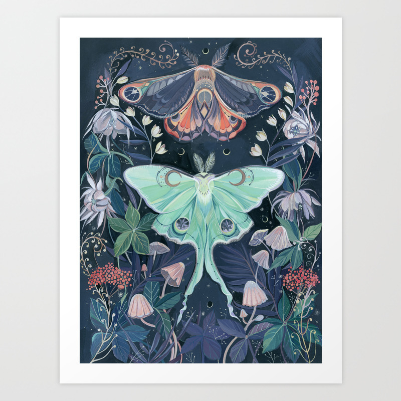 Luna Moth Art Print By Clara Mcallister Society6 Luna Moth Art Print By Clara Mcallister Society6