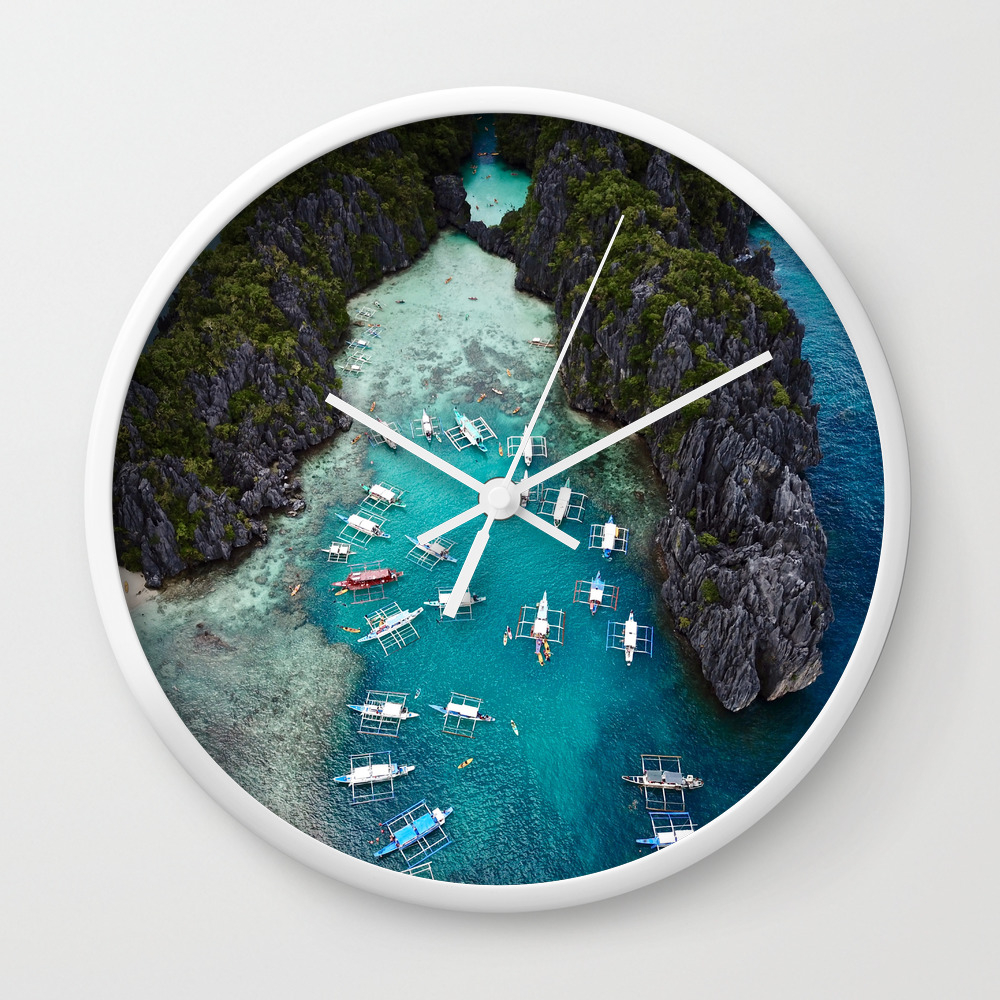 Island Hopping In The Philippines Wall Clock By The Drone Man