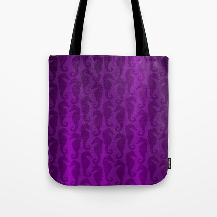 Purple Silk Metallic Seahorse Modern Collection Tote Bag