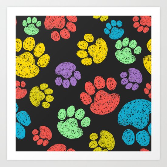 Dog Cat Paw Print Art Art Print By Meenam Society6