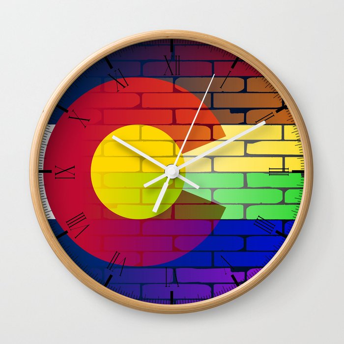 Gay Rainbow Wall Colorado Flag Wall Clock