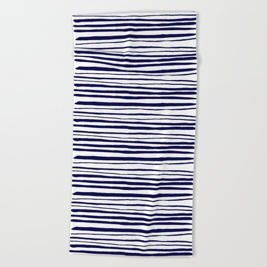 Blue- White- Stripe - Stripes - Marine - Maritime - Navy - Sea - Beach - Summer - Sailor 3 Beach Towel