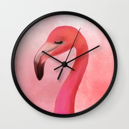 Lashy Flamingo by Katrina Ward Wall Clock