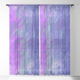 Cosmic Abstract Painting with Purple Teal and Blue Sheer Curtain