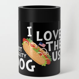 I Love The USA Hot Diggity Dog Can Cooler