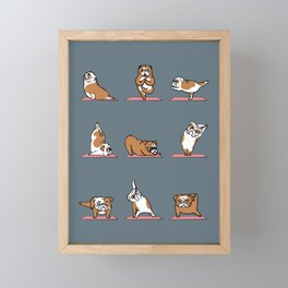 English Bulldog Yoga Framed Mini Art Print