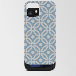 Pretty Intertwined Ring and Dot Pattern 630 Blue and Linen White iPhone Card Case