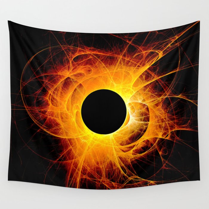 The eye of God  Solar Eclipse on black background Wall Tapestry