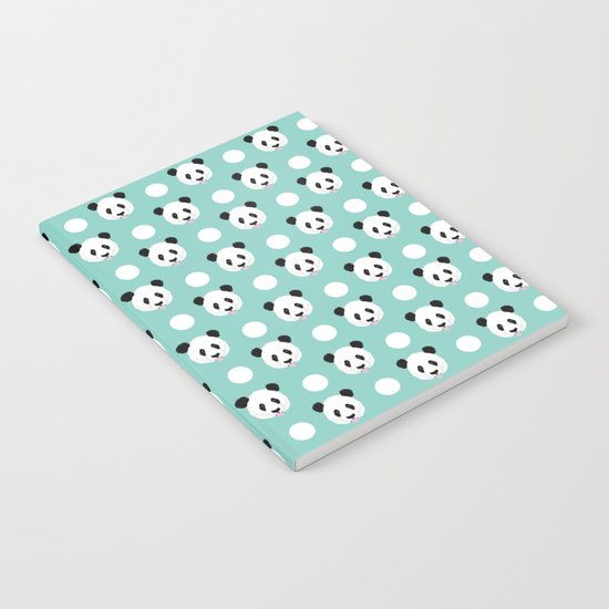 Panda polka dots pattern print minimal trendy kids design pillow cell phone cute panda cub character Notebook