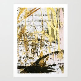 Armor [11]: a bold, elegant abstract mixed media piece in gold pink black and white Art Print