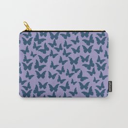 Butterflies Kaleidoscope Flying Pattern Lavender Navy Blue Carry-All Pouch | Pearl, Lux, Lavender, Effect, Precious, Navyblue, Luxury, 3D, Decorative, Luxurious 
