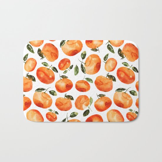 Watercolor tangerines Bath Mat