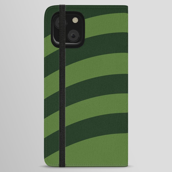 Retro Style Minimal Lines Background - Green iPhone Wallet Case