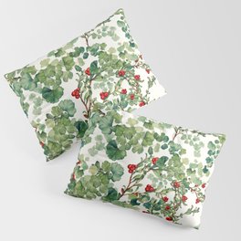 Red Beads in Foliage - Seamless Floral Pattern Pillow Sham