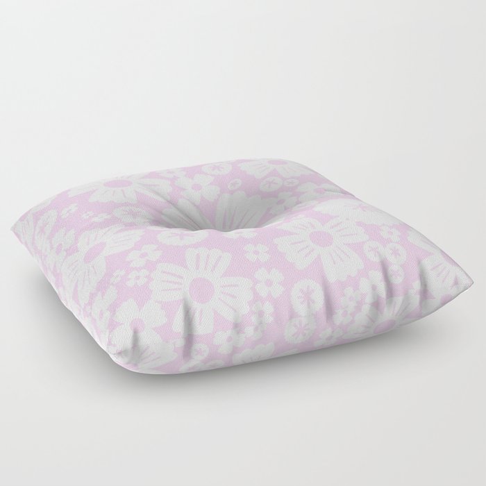 Pastel Pink and White Daisy Flowers Floor Pillow