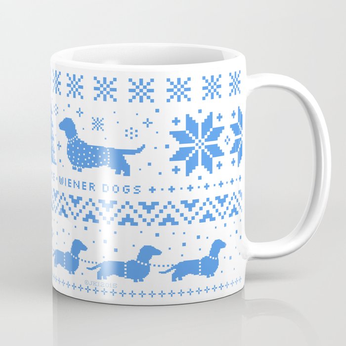 Love Joy Peace Wiener Dogs Blue Pattern Coffee Mug