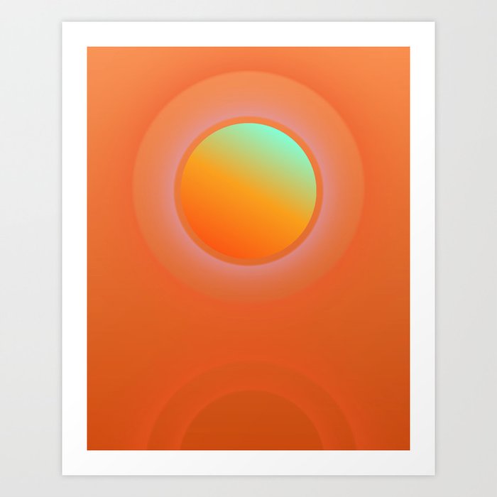 Halo - orange ombre aura art, space, planets, cosmic, abstract, orange, yellow Art Print
