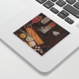 wine and cheese in a cave Sticker