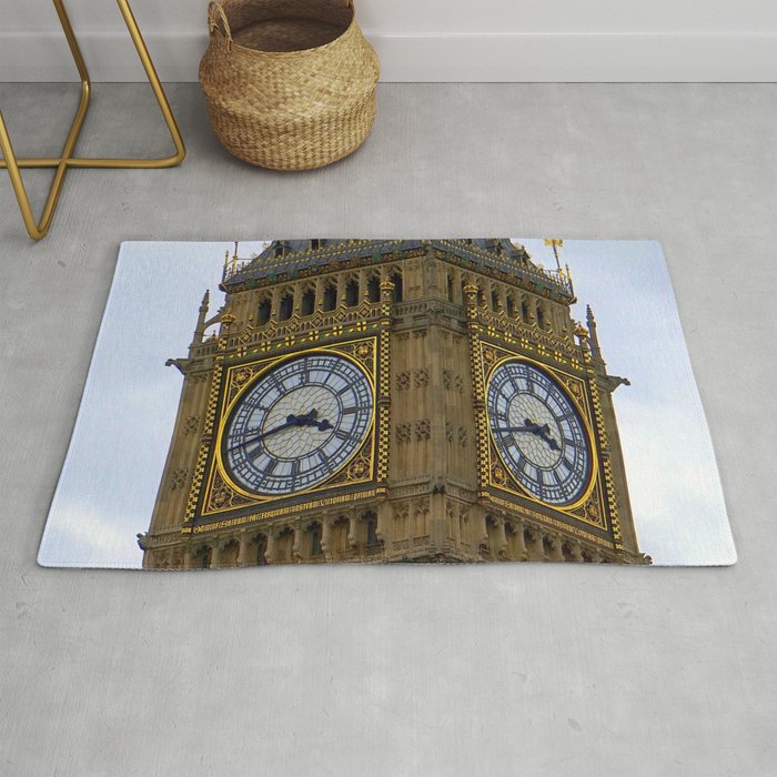 Great Britain Photography - Big Ben Under The Cloudy Sky Rug