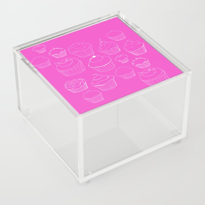 Hot Pink and White Cupcakes! Acrylic Box