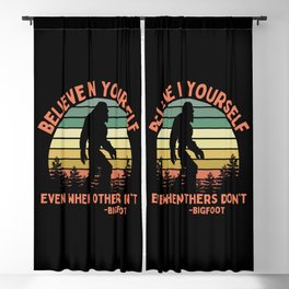 Bigfoot Funny Believe In Yourself Motivational Sasquatch Vintage Sunset Blackout Curtain