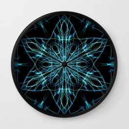 Alien Star Wall Clock | Symmetrical, Graphicdesign, Digitalart, Trippy, Abstract, Kaleidoscope, Weavesilk, Star, Electricblue, Lines 