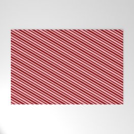 [ Thumbnail: Light Pink & Dark Red Colored Pattern of Stripes Welcome Mat ]