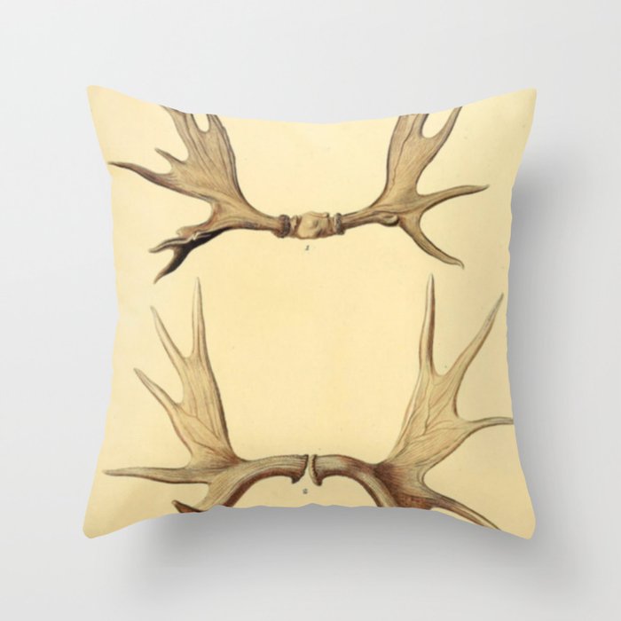 Antique Antlers Throw Pillow