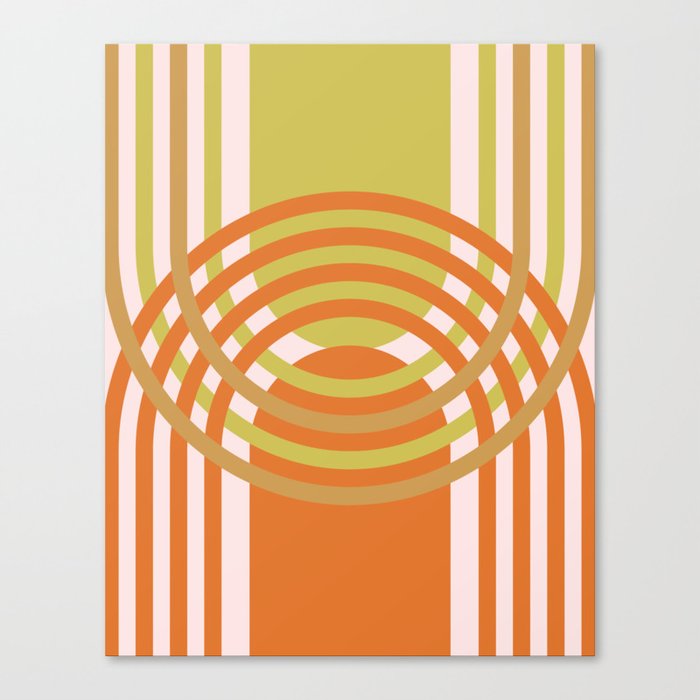 Arches Composition in Russet Orange and Light Olive Green  Canvas Print
