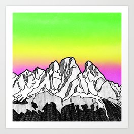 Cristallo Massif Art Print | Dolomites, Drawing, Skiing, Landscape, Mountains, Italiandolomites, Mountaineering, Cristallo, Cimadimezzo, Mountain 